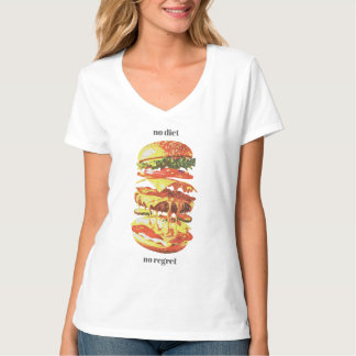 ダイエットはしない、後悔もしない - ビンテージバーガードリップ Tシャツ