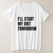 ダイエットは明日から プラスサイズTシャツ (デザイン正面)