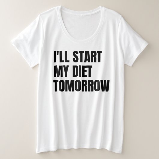 ダイエットは明日から プラスサイズTシャツ (デザイン正面)