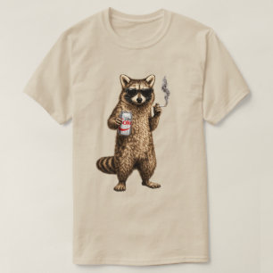 ダイエットドリンクを飲むアライグマがサングラス – 面白Tシャツ Tシャツ