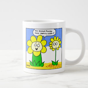 ダイエットマンガの庭師におもしろい太った黄色の花 ジャンボコーヒーマグカップ