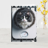 ダイエットユーモア 猫 体重計の上 カード (黄色い花)