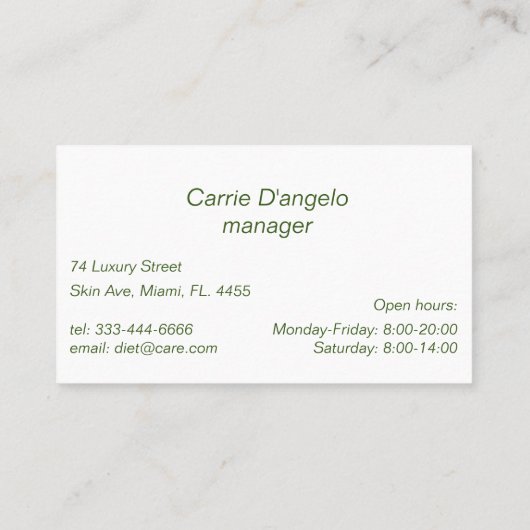 ダイエット栄養管理職 名刺 (裏面)