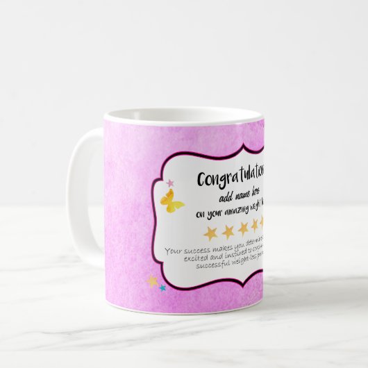 ダイエット減量おめでとう コーヒーマグカップ (正面左)