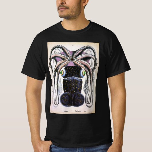 ダイオウイカまたはタコ、ヴィンテージ海洋生物動物 Tシャツ (正面)