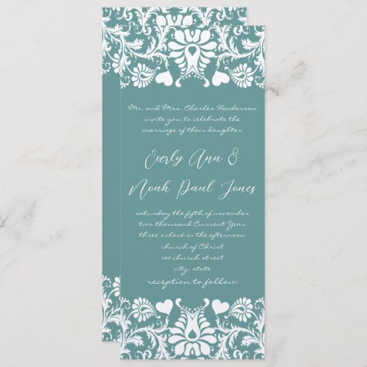 ダイカットアクアブルーダマスクウェディング招待状 招待状 (正面/裏面)