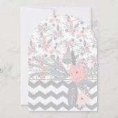 ダイカットコーラルグレイと海軍フローラ結婚動物 招待状 (裏面)