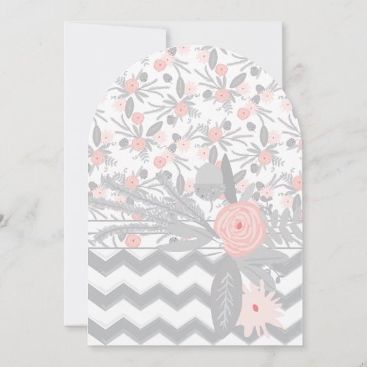 ダイカットコーラルグレイと海軍フローラ結婚動物 招待状 (裏面)