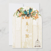 ダイカットサンゴとミントヴィンテージラブバード 招待状 (裏面)