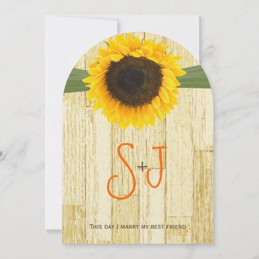 ダイカットバーンウッドサンフラワー結婚式招待状 招待状 (裏面)