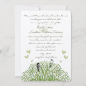 ダイカットラブバードグリーンツリー結婚式招待状 招待状 (正面)