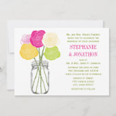 ダイカットランヌカルスバラライムピンクイエローメイソンジャー 招待状 (正面)