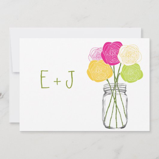 ダイカットランヌカルスバラライムピンクイエローメイソンジャー 招待状 (裏面)