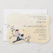 ダイカットヴィンテージさくらんぼブロッサム結婚《鳥》アメリカゴガラ 招待状 (正面)