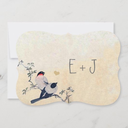 ダイカットヴィンテージさくらんぼブロッサム結婚《鳥》アメリカゴガラ 招待状 (裏面)