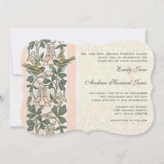 ダイカットヴィンテージラバードハニーサックル結婚ズ 招待状 (正面)