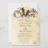 ダイカット素朴さくらんぼ花ラブバード結婚ズ 招待状 (正面)