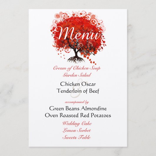 ダイカット素朴ヴィンテージレッドツリー結婚のメニュー メニュー (正面)