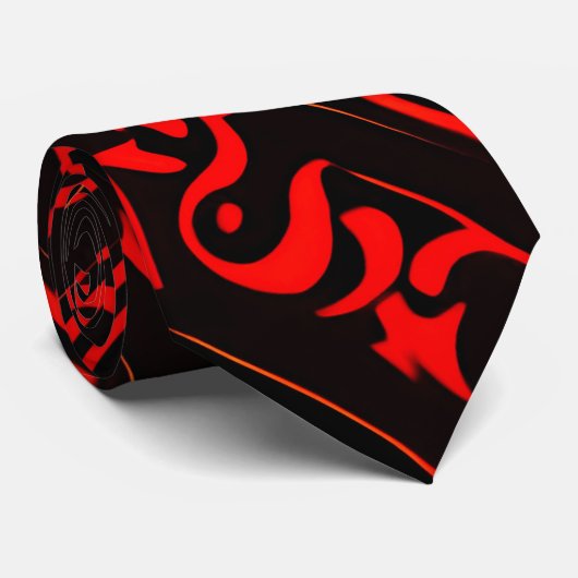 ダイカット赤フローラスムーズコーナージオメトリパターン ネクタイ (ロール)