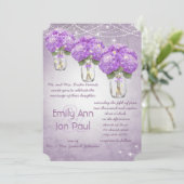 ダイカット輝く紫のメイスンジャー結婚ズ 招待状 (スタンド正面)