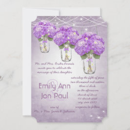 ダイカット輝く紫のメイスンジャー結婚ズ 招待状