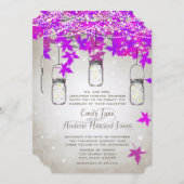 ダイカット輝く紫のメイスンジャー結婚ズ 招待状 (正面/裏面)