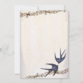 ダイカット ヴィンテージ ラブバード ネイビー ウェディング 招待状 (裏面)