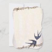 ダイカット ヴィンテージ ラブバード ネイビー ウェディング 招待状 (裏面)