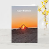 ダイガーとトラックのフレーミング海で沈む太陽 カード (黄色い花)