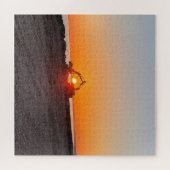 ダイガーとトラックのフレーミング海で沈む太陽 ジグソーパズル (横)