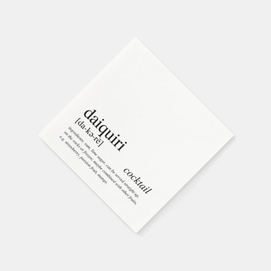 ダイキリカクテルモダン引用文ブラックタイポグラフィ スタンダードカクテルナプキン (角)