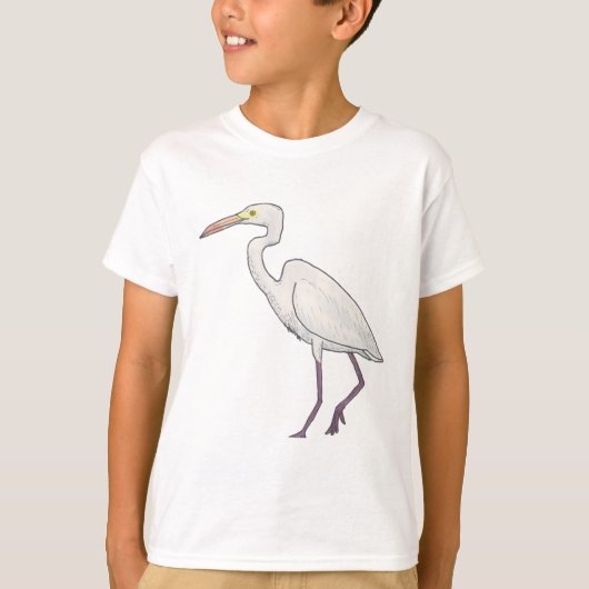 ダイサギの鳥アート Tシャツ (正面)