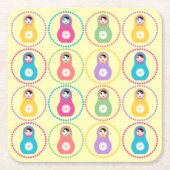 ダイシフラワーマトリョーシカ スクエアペーパーコースター (正面)