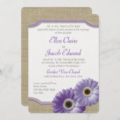 ダイシーとバーラップ ラベンダー パープル 招待状 (正面/裏面)