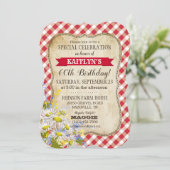 ダイシーの花束と一緒に国産ピクニックの誕生日招待状 招待状 (スタンド正面)