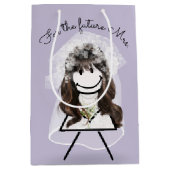 ダイシーの花束を持つウェディングスティックガール ミディアムペーパーバッグ (正面)