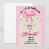 ダイシーフラワーとリボンの誕生日招待状 招待状 (正面/裏面)