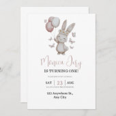 ダイシー＆バタフライ フラワーバニー 招待状 (正面/裏面)