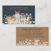 ダイジーに囲まれた猫たち、ペットシッター＆猫のグルーマーとしてかわいい 名刺 (正面/裏面)