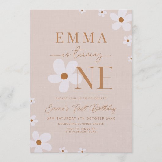 ダイジーの誕生日招待状 編集可能なテンプレート 招待状 (正面)