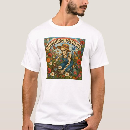 ダイジー咲かせるスケルトンの庭園 Tシャツ (正面)