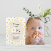 ダイジー フラワール タウペ フォト 1歳 誕生日 招待状 (スタンド正面)