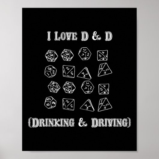 ダイスとダンジョンズ大好き 飲酒運転おもしろゲーマー D2 ポスター (正面)