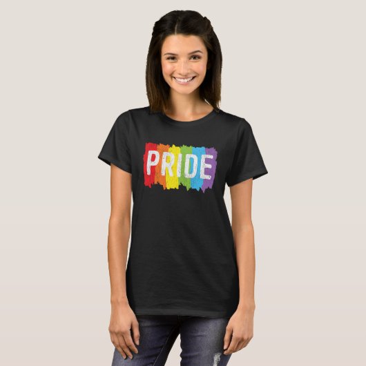 ダイストレスド・レインボープライド サポート イコール ゲイ LGBT Tシャツ (正面フル)