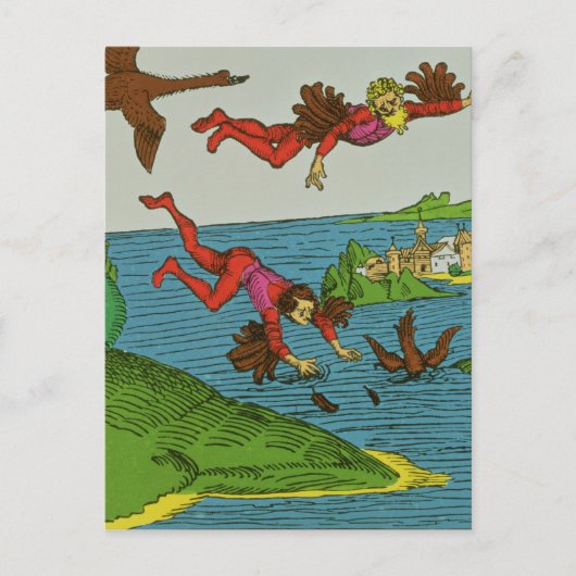ダイダロスとイカロス、15世紀 ポストカード (正面)
