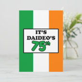 ダイデオの75誕生日アイルランド国旗の招待状 招待状 (スタンド正面)