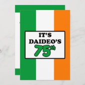 ダイデオの75誕生日アイルランド国旗の招待状 招待状 (正面/裏面)