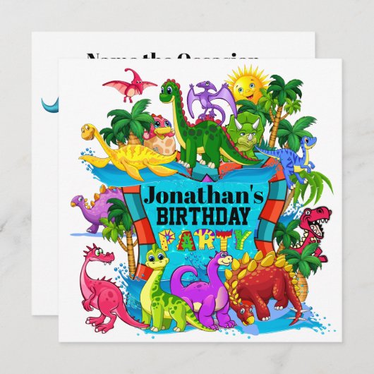 ダイナマイト – オサウラス恐竜招待状 招待状 (正面/裏面)