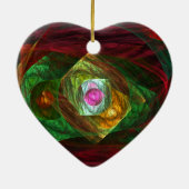 ダイナミックつながり抽象芸術アートハートオーナメント セラミックオーナメント (裏面)