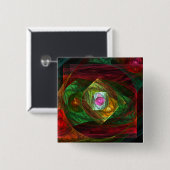 ダイナミックつながり抽象芸術アートボタン（四角） 缶バッジ (正面&裏面)